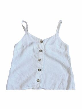 Poetry White Linen Button-Front Cami Top 6